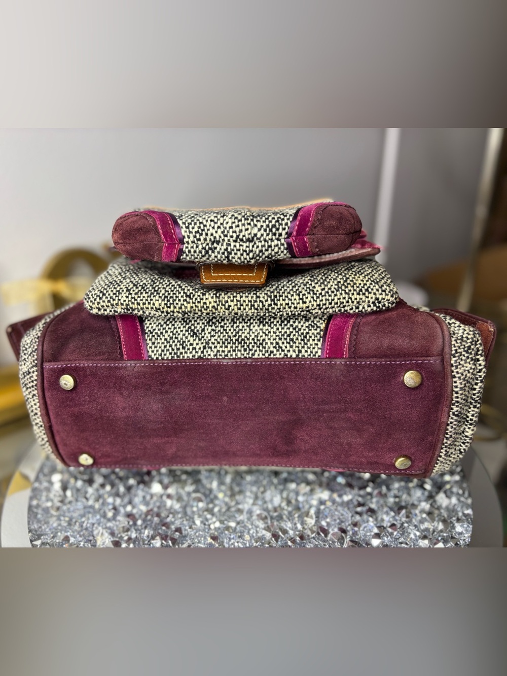 Coach 2005 vintage Soho Tweed Y2K Swarovski Bow satchel w/matching wristlet GUC - Picture 11 of 17
